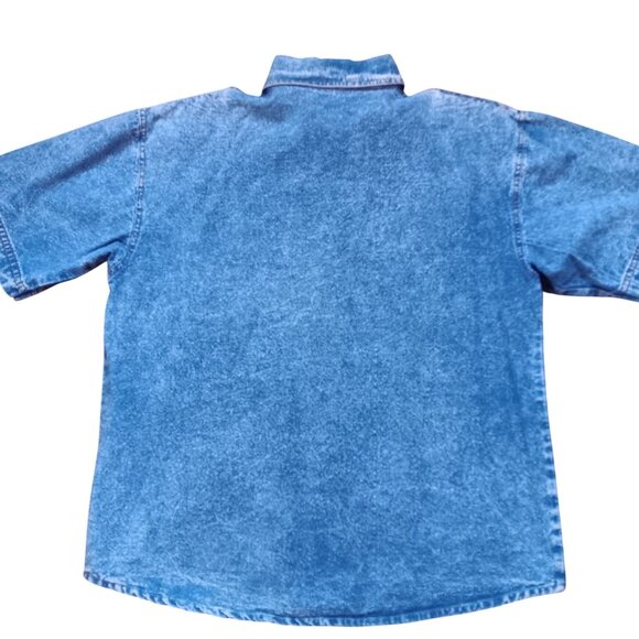 True Vintage Women's Medium Denim Shirt 90's Patty Blue Embroidered Coastal - Picture 6 of 10